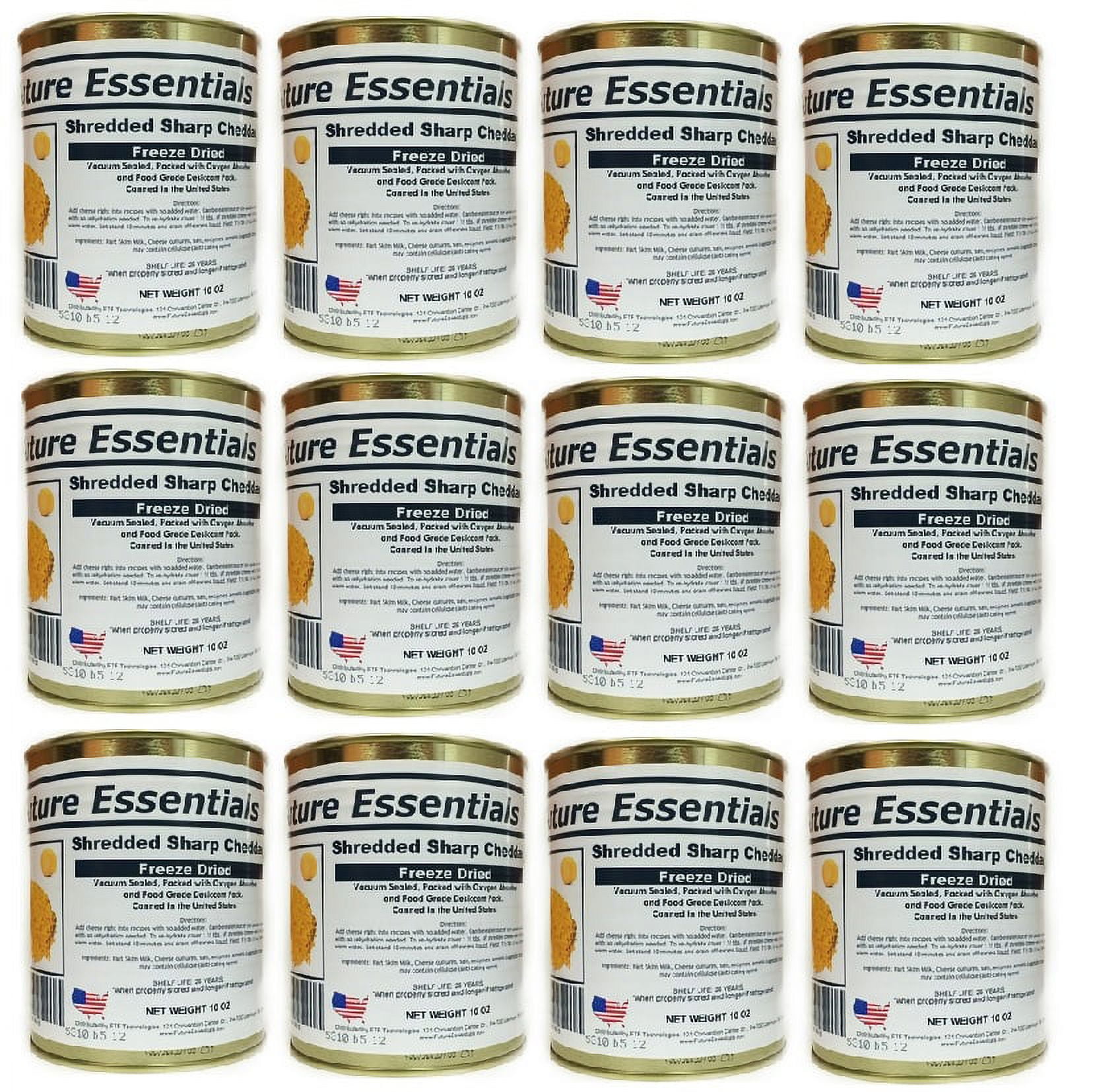 (12 Cans Pack) Future Essentials Freeze Dried Long Shelf Life Emergency Food Canned Sharp Cheddar Cheese #2.5/10oz/Can