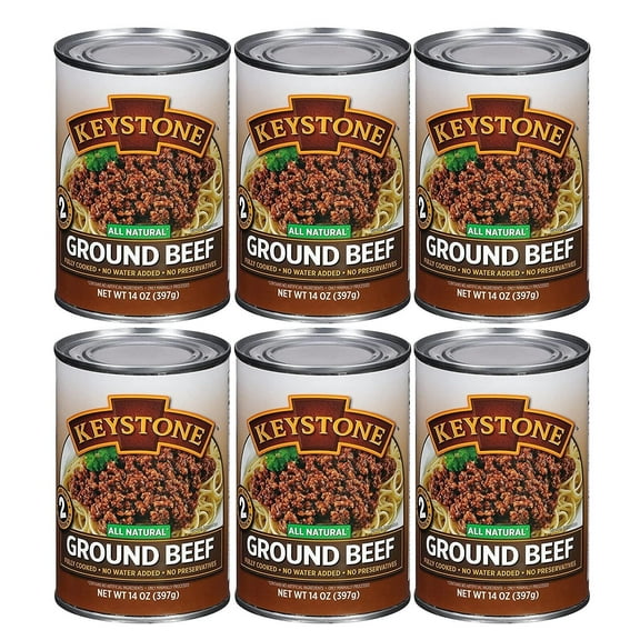Keystone Fully Cooked Ground Beef, 14 oz, 12 Pack - Ready for Camping, Hiking, Backpacking