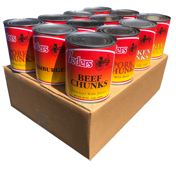 (12 Cans Pack ) Yoder's Canned Premium Variety Pack (Beef, Chicken, Hamburger, Turkey, Pork, Pork Sausage) Emergency Preparedness Survival Food for Camping and Backpacking