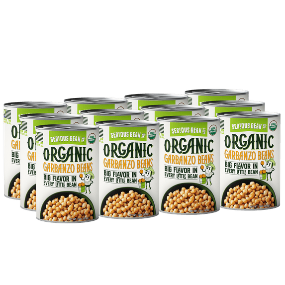 (12 Cans) Serious Bean Co Organic Garbanzo Beans, Gluten Free Chickpeas,15 oz