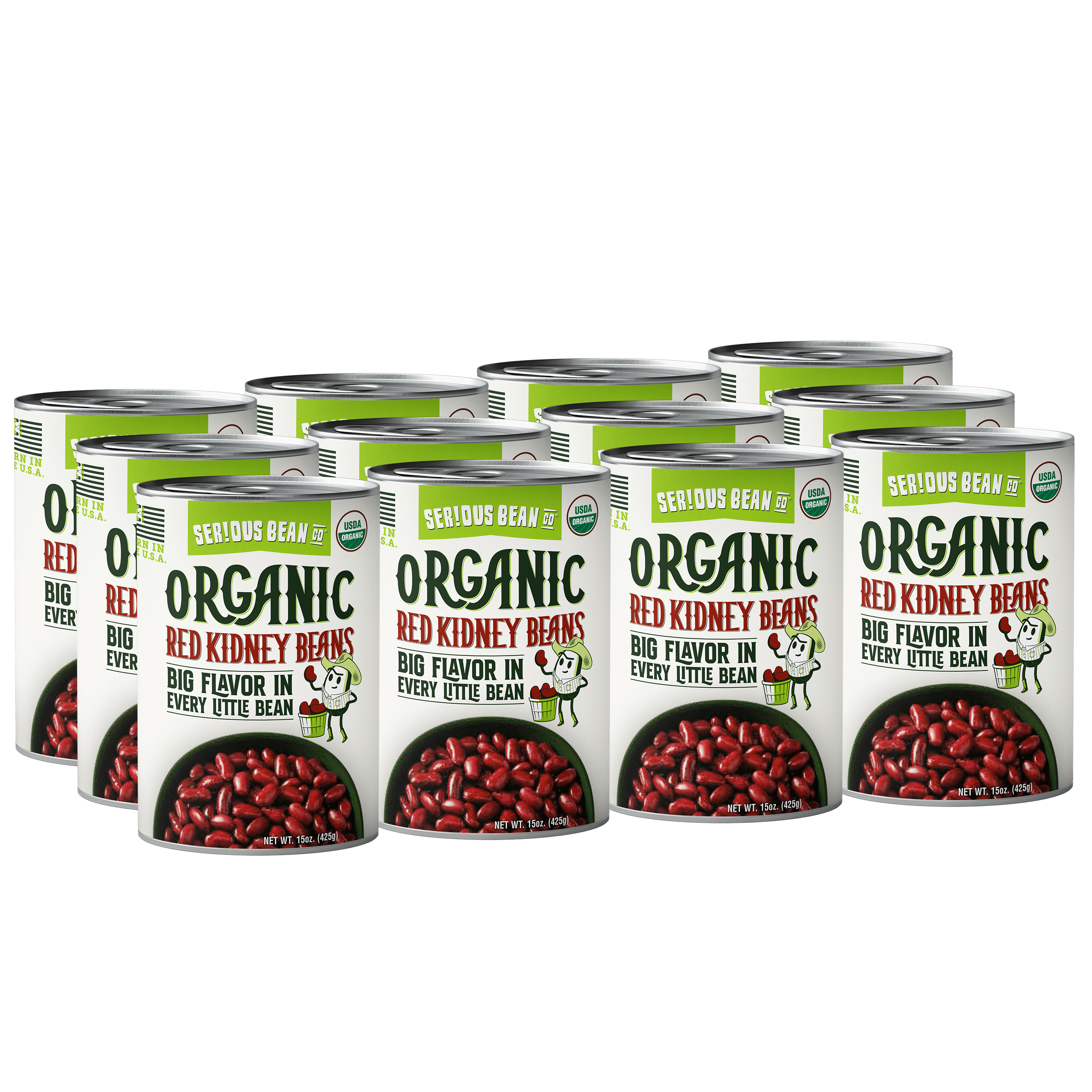 (12 Cans) Serious Bean Co Organic Red Kidney Beans, Gluten-Free, 15 oz