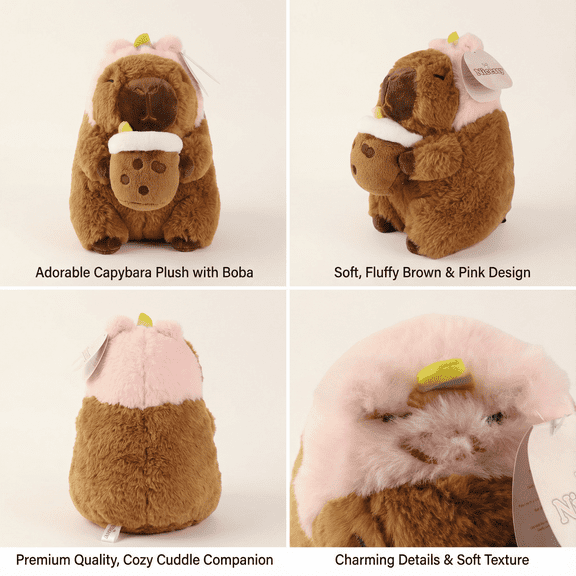 12 Capybara Plush Ultra-Soft Stuffed Animal Toy, Kawaii Gift for Kids, Teens & Collectors