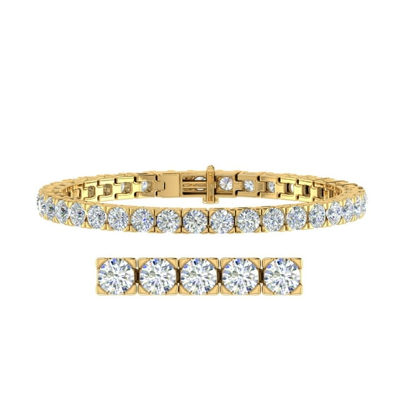 12 Carat Diamond Tennis Bracelet in 14K Yellow Gold (7 Inch) - IGI Certified
