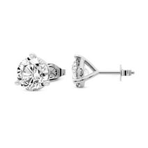 12 Carat Lab Grown Diamond Earrings | IGI Certified Round Shape Martini Solitaire Lab Diamond Stud Earrings 3 Prong | F-G Color, VS1-VS2 Clarity | 14K White Gold | Friendly Diamonds Earrings