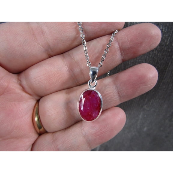 12 Carat Oval Shape Red Ruby/Maanik Gemstone Pendant Necklace Solitaire Jewelry Trends and Trending Gemstones July Gift