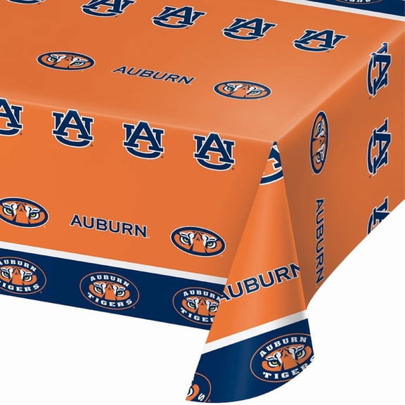 12/Case Bulk Auburn Plastic Table Covers