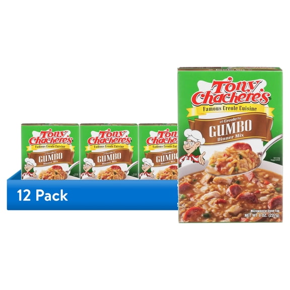 (12 pack) Tony Chachere's, Cajun, Gumbo, Rice Dinner, 1 Box, 8 oz, Shelf Stable, No MSG, Nut-Free