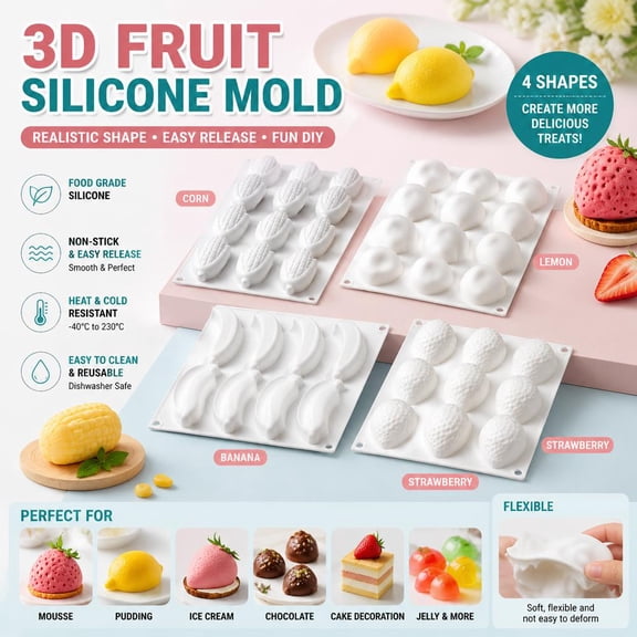 12 Cavity Banana Jelly Pudding Cake Mold, Silicone Mousse Baking Pan for Ice Cream Chocolate Fondant, Non Stick DIY Dessert Mold,1PC