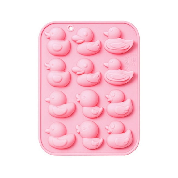 12 Cavity Cute Ducks Fondant Chocolate Mould Cake-Topper Baking Tools Handmade Soap Silicone Ornament Mold Easy to Clean