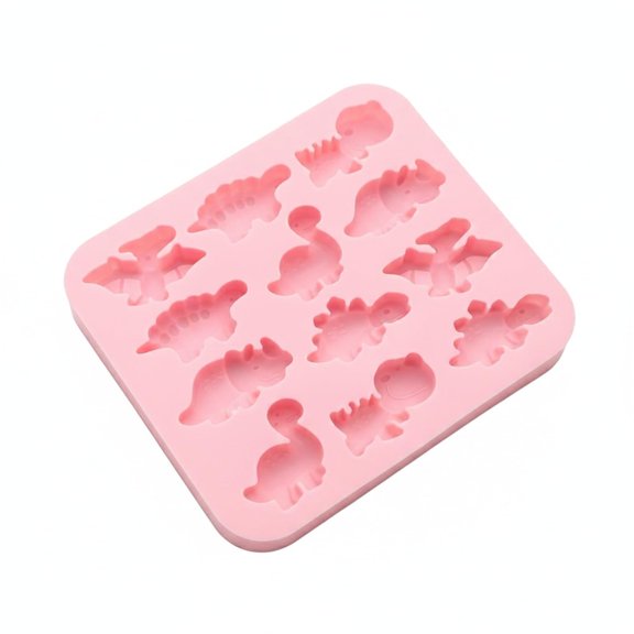 12-Cavity Flexible Silicone Dinosaur Mold For Chocolate, Ice, And Baking