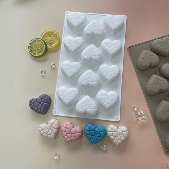 12-Cavity Heart-Shaped Silicone Mold for Candy, Cake, and Soap - Versatile Love-Shaped Baking and Crafting Tool