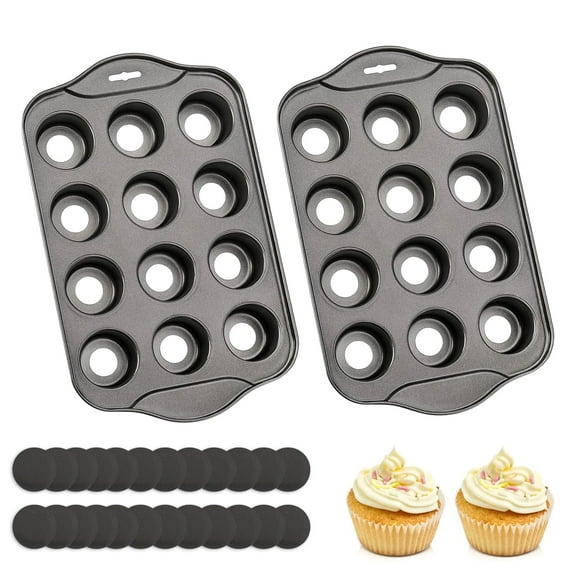 12 Cavity Mini Cheesecake Pans with Removable Bottom, Nonstick Mini Cake Molds for Cupcakes Muffins Cheesecakes