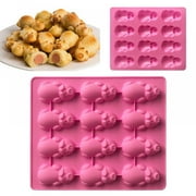 12 Cavity Pig Cake Mold, Piggy Baking Pan Silicone Chocolate Candy Gummy Fat Bomb Jello Shot Mold Mini Soap Crayon Beeswax Melt Mold Ice Cube Trays