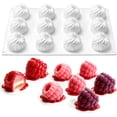 thumbnail image 1 of 12 Cavity Raspberry Silicone Mold Chocolate Candy, Food-Grade Non-Stick 3D Berry Cake Ice Cube DIY Baking Pan, 1 of 11