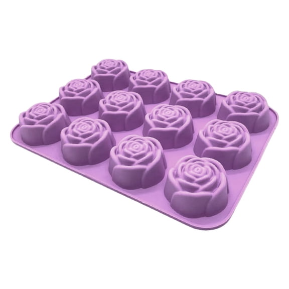 12 Cavity Rose Silicone for Candles Soap Making Heat & Cold Baking with Easy Release & Cleaning, A Cake Mold