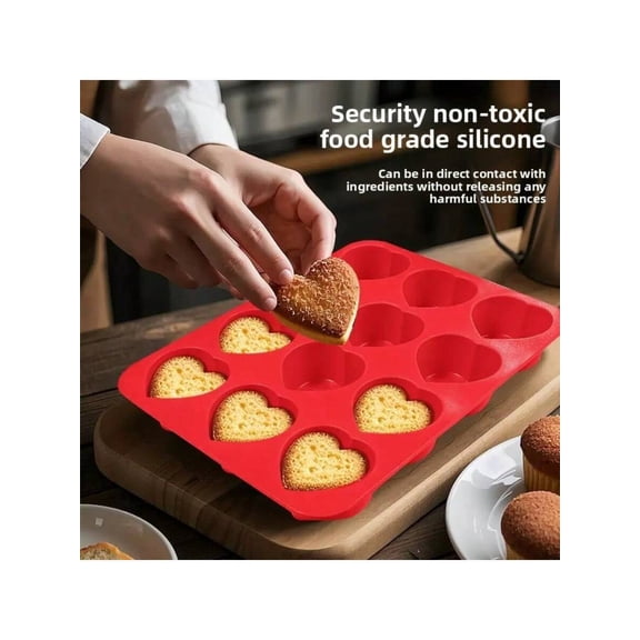 12-Cavity Silicone Mini Loaf Pan - Non-Stick Heat-Resistant Baking Mold for Bread, Cake & Desserts