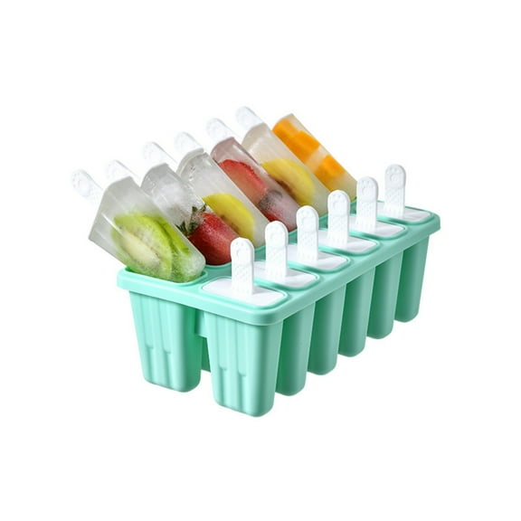 12-Cavity Silicone Popsicle Mold Kit with Reusable Sticks - DIY Homemade Ice Cream, Fruit Bars & Yogurt Treats - Dishwasher Safe (Green)