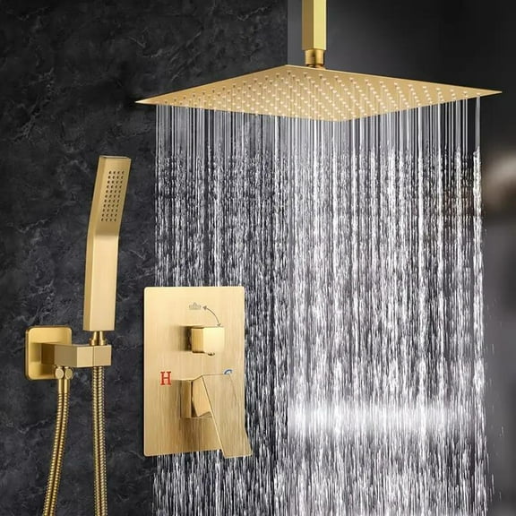 12''Ceiling Mounted Shower System Rain Mixer Shower Combo Set Faucet