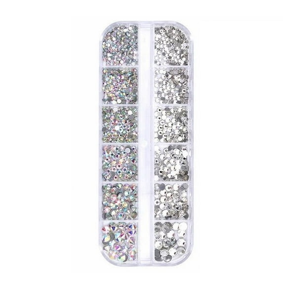 12 Cells Nail Art Rhinestones Glitter Glass Diamond Decorative for Nails Makeup DIY Crafts