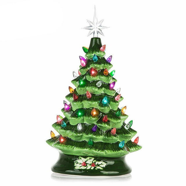 12" Ceramic Christmas Tree with Multicolored Lights, Ceramic Christmas