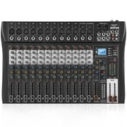 12 Channel Audio Mixer with Bluetooth, Professional DJ Mixer Board with 48V Phantom Power, USB Audio Interface & MP3 Player, Sound Mixing Console for Live Show,Streaming Recording Music Stage Karaoke