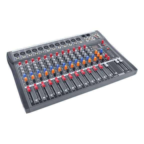 12-Channel Audio Mixer with +24dBu Input, 20Hz-30kHz Frequency Range, Low Noise, High Crosstalk for Quality Sound Production