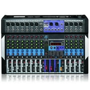 12-Channel Bluetooth Studio Audio Mixer - DJ Sound Controller Interface w/ USB Drive for PC Recording Input, RCA, XLR Microphone Jack, 48V Power, 24BIT Digital Multi Effect Processor