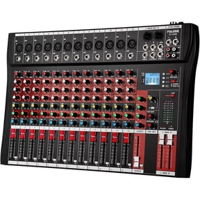12 Channel Mixer Audio Console, Professional Music Mixer DJ Mixing Board with Reverb Bluetooth MP3 Player 48V Phantom Power Supply USB Recording for Studio Karaoke Live Performance