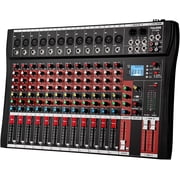 12 Channel Mixer Audio Console, Professional Music Mixer DJ Mixing Board with Reverb Bluetooth MP3 Player 48V Phantom Power Supply USB Recording for Studio Karaoke Live Performance