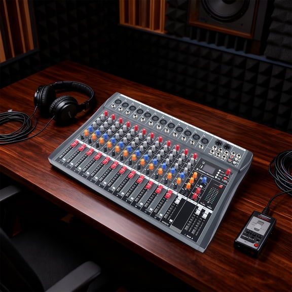 12 Channel Professional Live Studio Audio Mixer Power Mixing Console Sound for Home KTV, Band/Stage Performances, Campus Activities, Conferences, Bars, Music Dining Bars