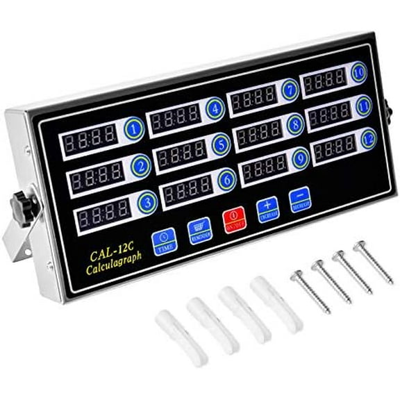 12 Channels Digital Kitchen Timers Commercial Cooking Timer,Stainless Steel Calculagraph Timer Restaurant Timer with Loud Alarm Burger Cooking Reminder