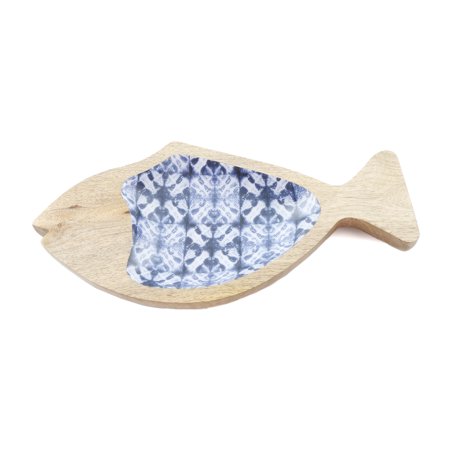 12" Checkerboard Tie Dye Fish-Shaped Snack Dish