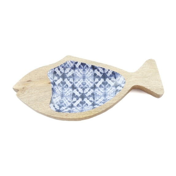 12" Checkerboard Tie Dye Fish-Shaped Snack Dish