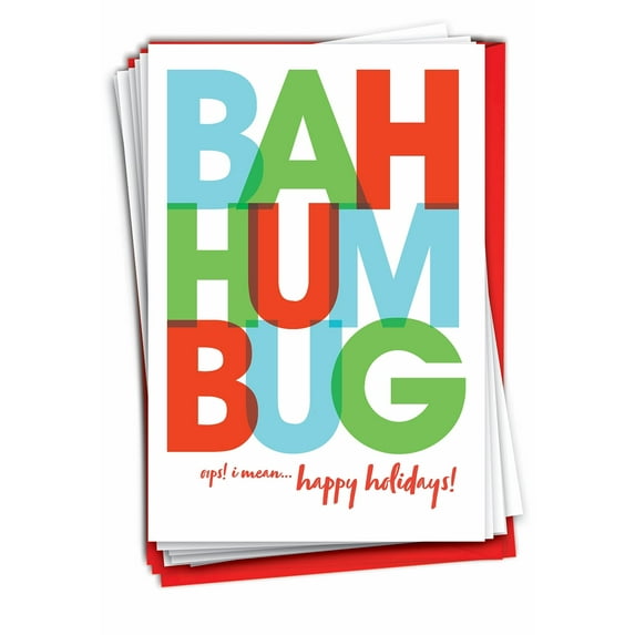 12 Christmas Greeting Cards (1 Design, 12 Cards) - Bah Humbug C3425XSG-B12x1