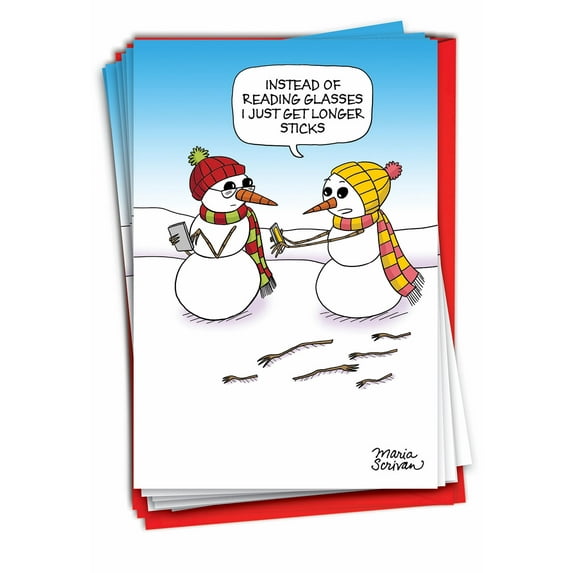 12 Christmas Greeting Cards (1 Design, 12 Cards) - Longer Sticks C3397XSG-B12x1