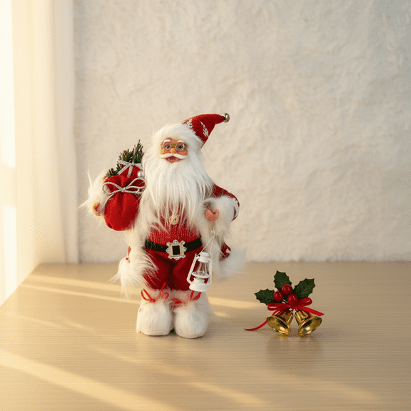 12" Christmas Santa Claus Doll Gift Toy Home Table Decoration Collectible Figurines For Xmas Holiday