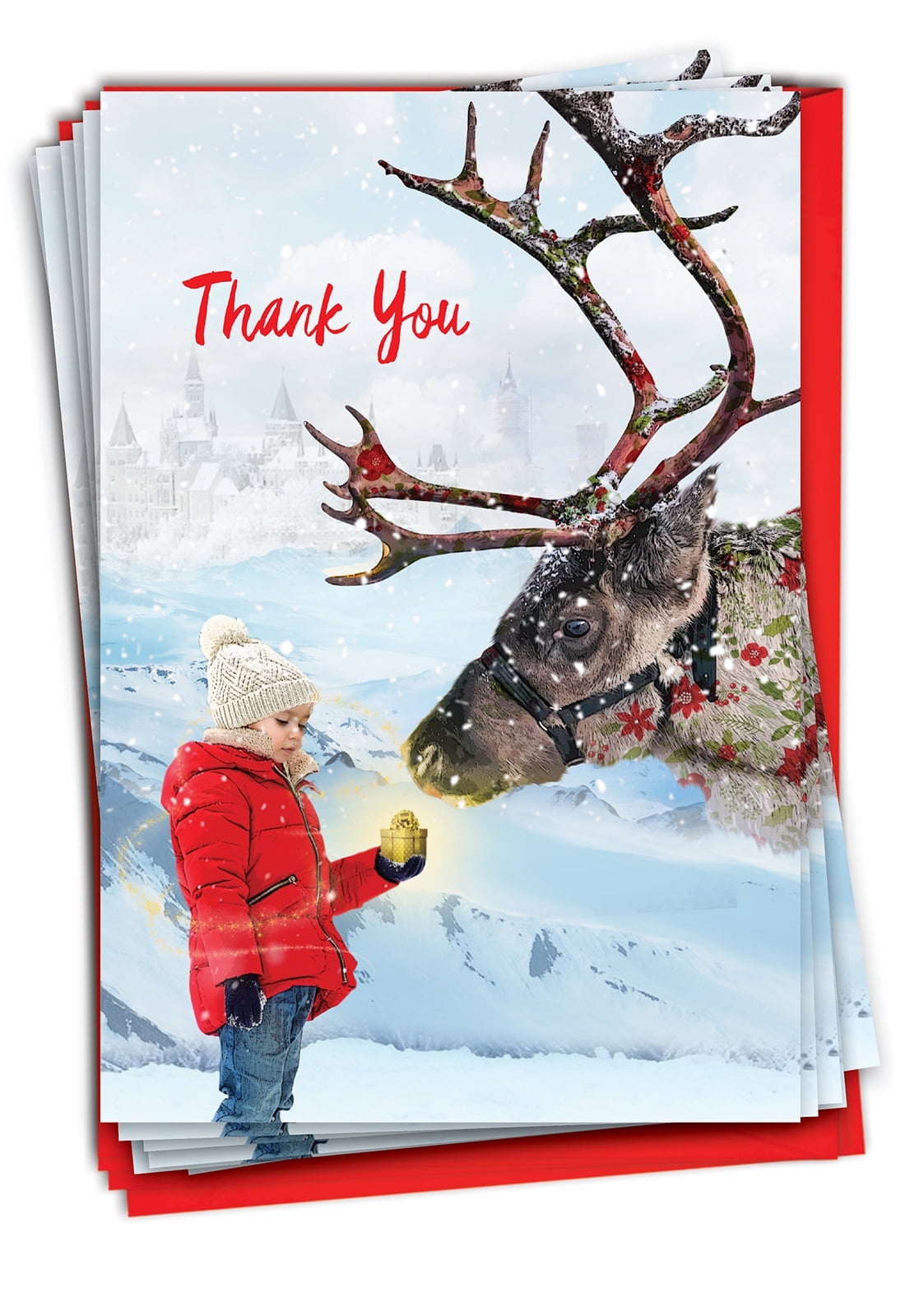 12 Christmas Thank You Greeting Cards (1 Design, 12 Cards) - Holiday Animals