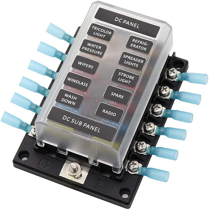 12 Circuit fuse block Automotive Marine Boat Truck RV Trailer Camper