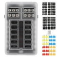 12 Circuits Fuse Box Block Holder LED Indicator Light MNI Motor for Car