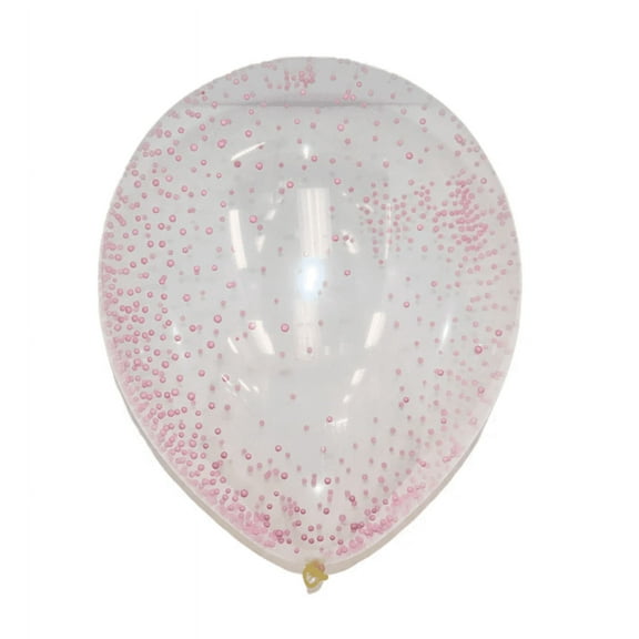 12" Clear Light Pink Bead Latex Balloons | 3 count - Filled With Styrofoam Beads