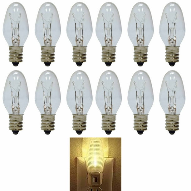 12 Clear Night Light Bulbs 4 Watt Lighting 120V Lamp Candelabra Base