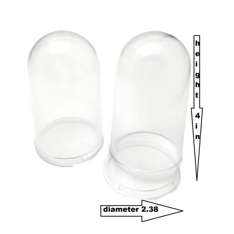 12 Clear Plastic Domes with snap in Bottom 4 inches Tall 2-3/8 Diameter