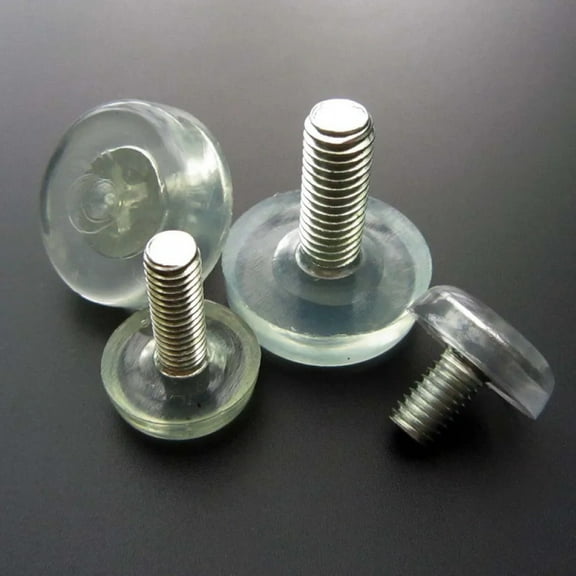 12 Clear Transparent Furniture Table Sofa Cabinet Adjustable levelling Leg Feet Glide Slide Leveler Base Screw-in M6 Bolt on Pad