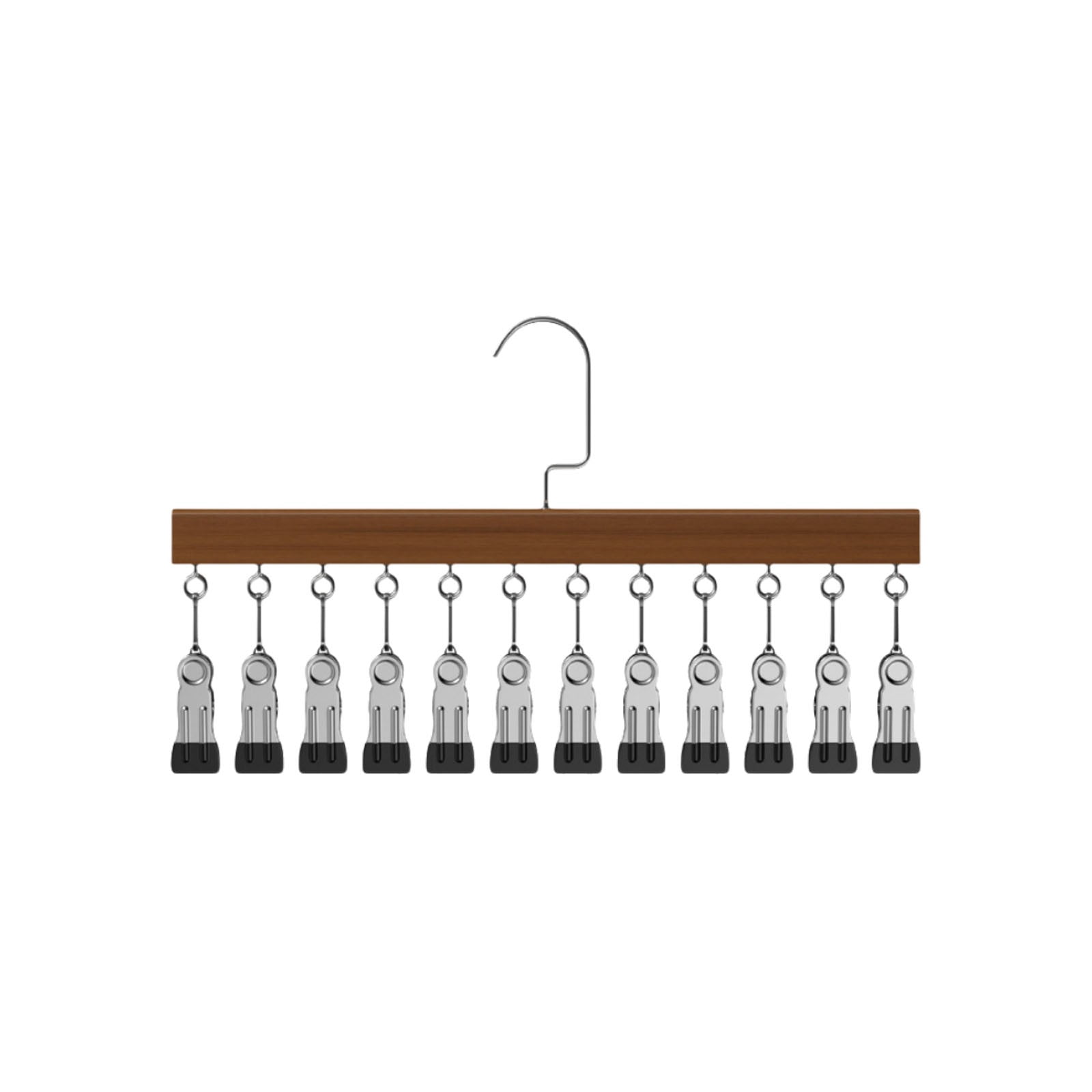 12-Clip Wooden and Stainless Steel Garment Drying Rack with Rotating ...