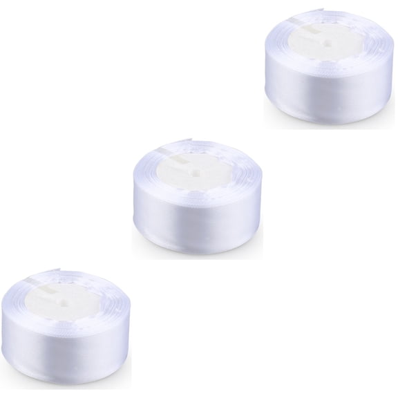 KAKOWELY Curling Ribbon White Solid Grosgrain for Wrapping, 3Pcs