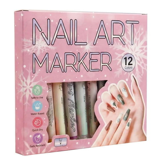 12 Color 0.5mm Fine Tip Art Marker Multicolor Doodling Pen for Nail Art and Painting on Paper Ceramic Wood Stone Glass
