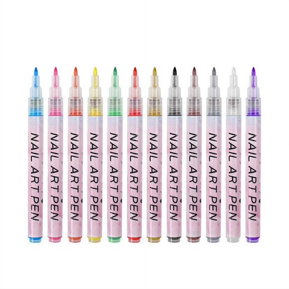 12-Color 3D Nail Art Pen Set Acrylic Paint Markers for Creative Nail Designs, Dotting & Lining - Essential DIY Manicure Tools for Home Nail Salon