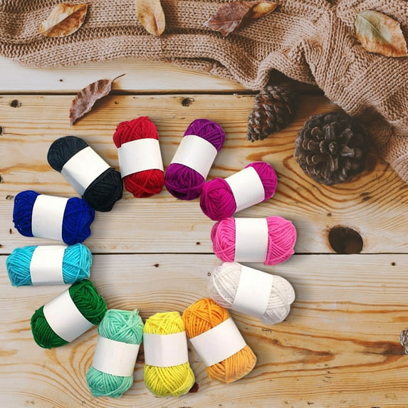 12-Color Acrylic Crochet Yarn for DIY Slippers & Crafts, 10g per Skein, Soft & Strong, Ideal for Kids & Beginners