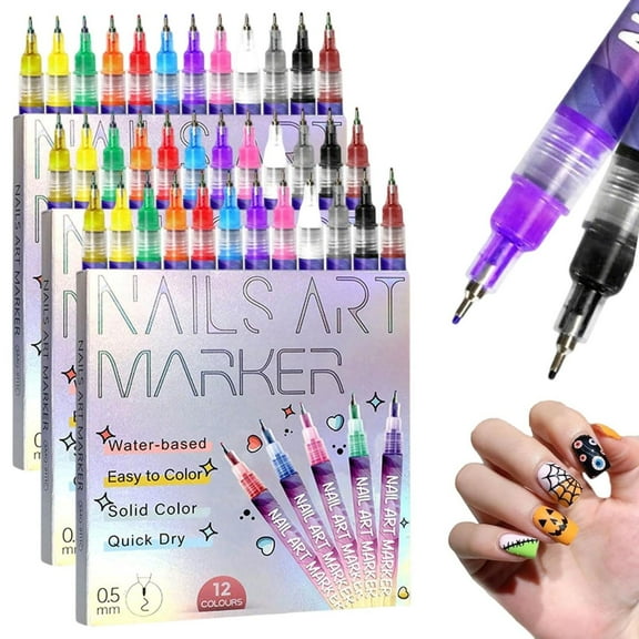 12 Color Acrylic DIY Nail Art Pens for Painting Nails,30ml Nail Art Markers for Kids Adults,Nail Polish Pens-Point Flower Hook Line Graffiti Manicure Tools for DIY Nail