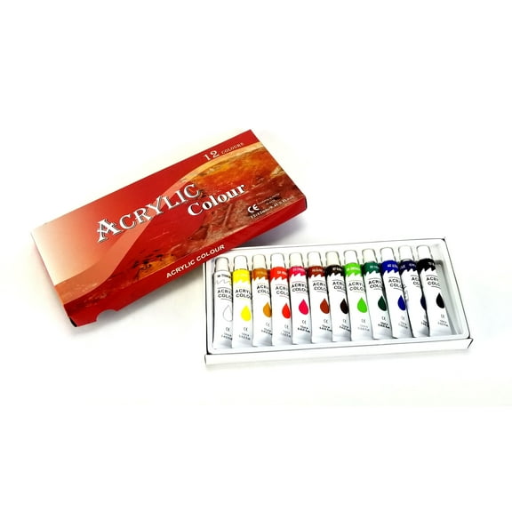 12 Color Acrylic Paint Set 12 ml Tubes Artist Draw Painting Rainbow Pigment